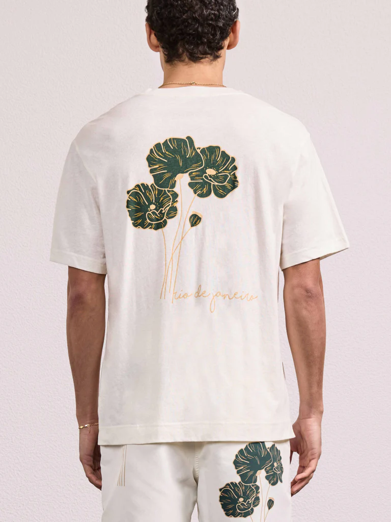 Frescobol Carioca men's T-shirt DINIS FLORAL PRINTED- ivory