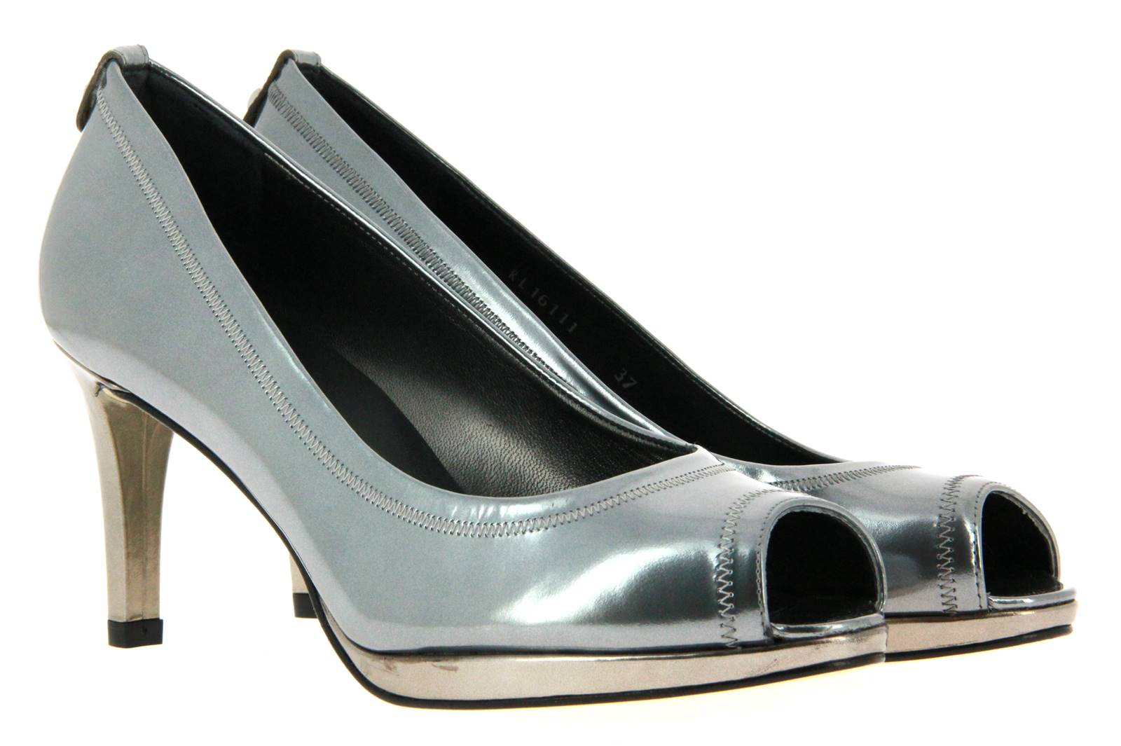 Stuart Weitzman peeptoe ANNABELLE ARGENTO METAL MIRROR 