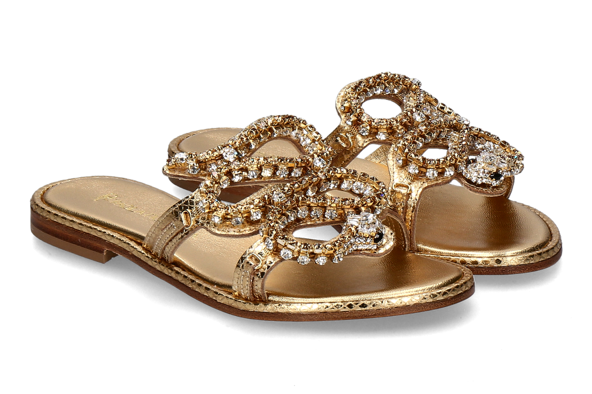 Paola Fiorenza mules PELLE SNAKE- gold