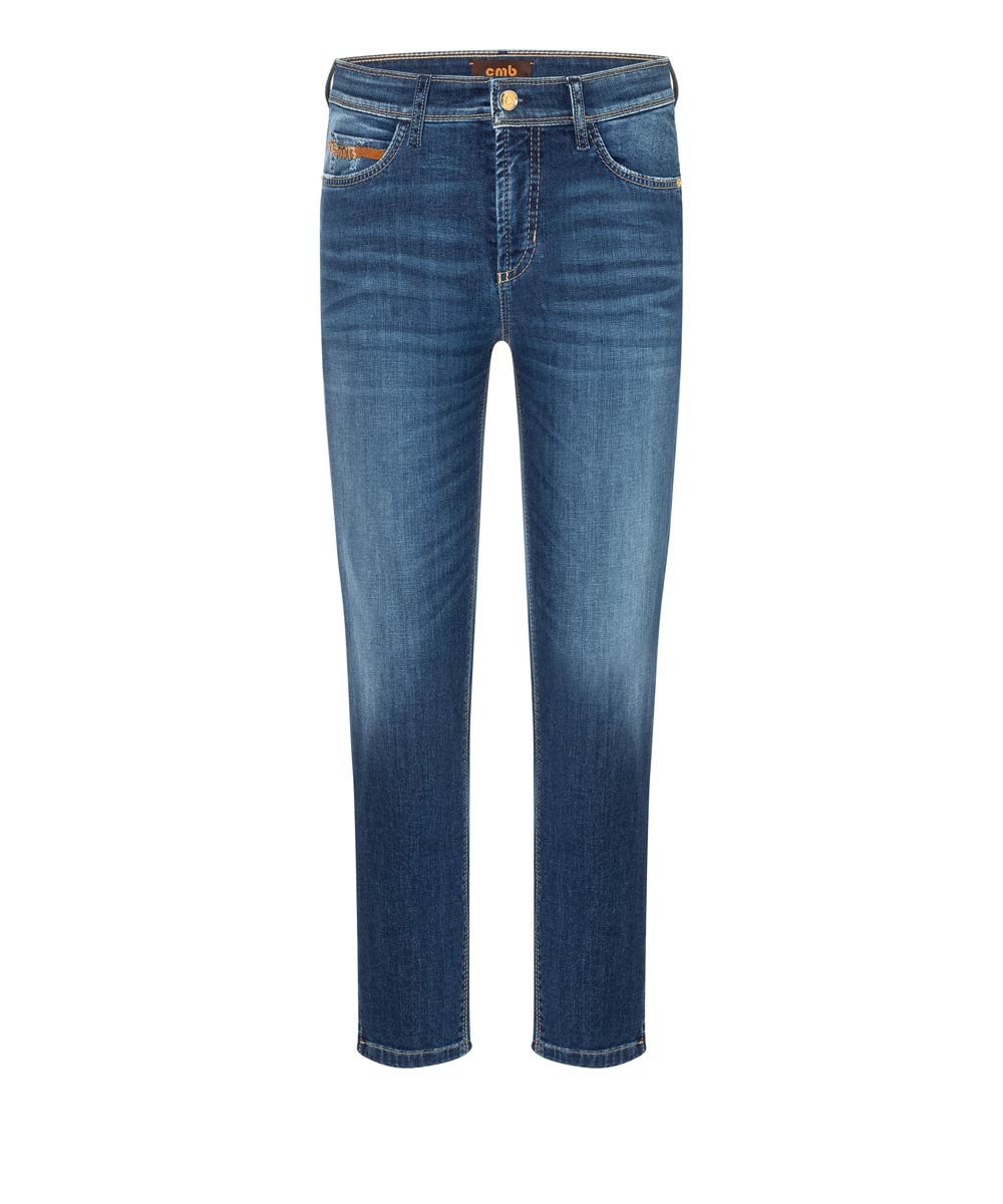 Cambio Damen Jeans Slim-Fit Cropped PIPER SHORT- blau/ blue