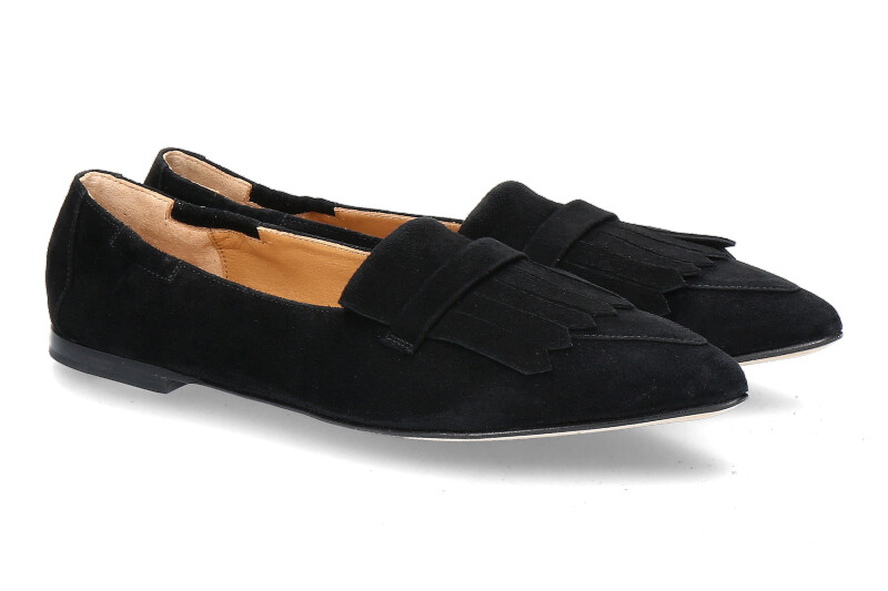 Pomme D'Or slipper CAMOSCIO NERO CUOIO NERO