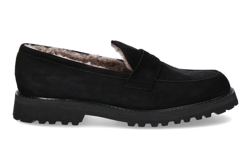 Unützer slipper lined CAMOSCIO NERO AGNELLO NUTRIA