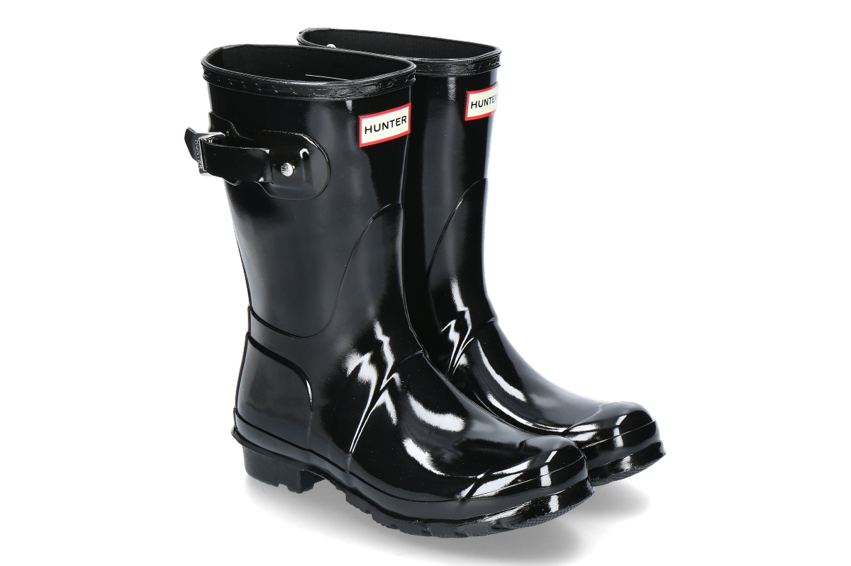 Hunter Women’s Rain Boots ORIGINAL SHORT GLOSS BOOT- Black