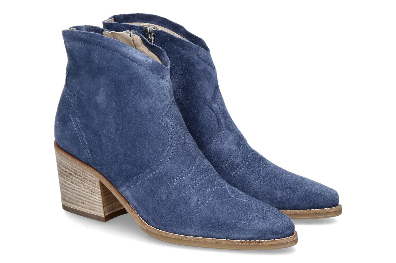 Paul Green Cowboy ankle boots SOFT SUEDE- lake blue