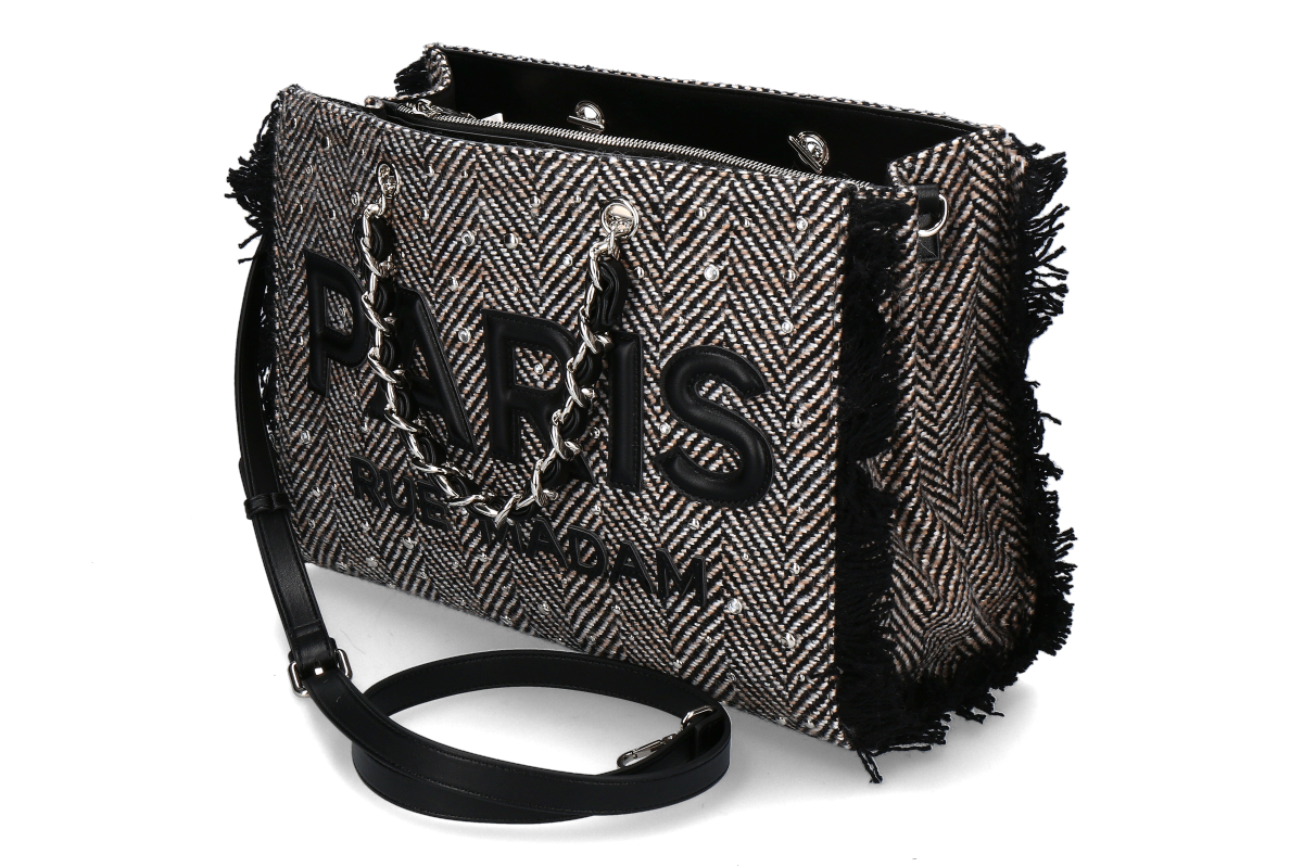 Rue Madam bag- HARRIS TOTE- tweed black/black