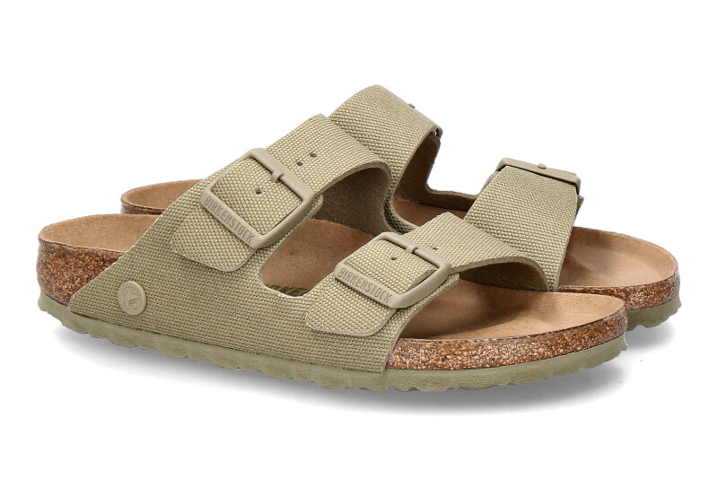 Birkenstock mules ARIZONA RIVET LOGO SCHMAL- vegan canvas faded khaki