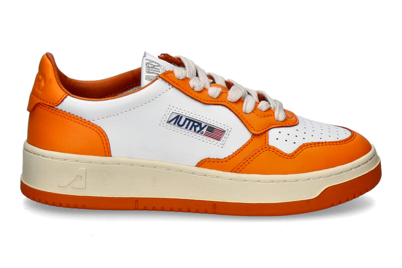 Autry women's sneaker MEDALIST LEATHER WB06- white/orange