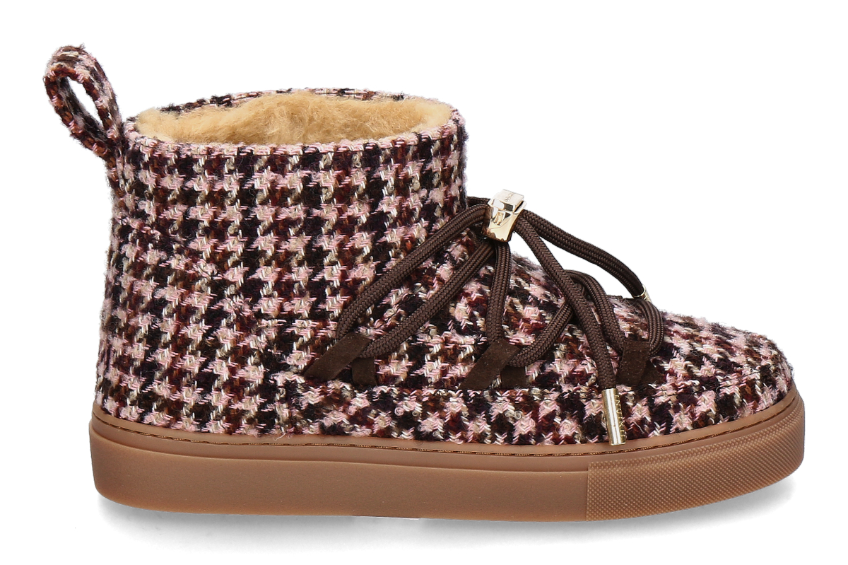 Inuikii women's- bootie lined PLAID LOW- rose/ multicolor