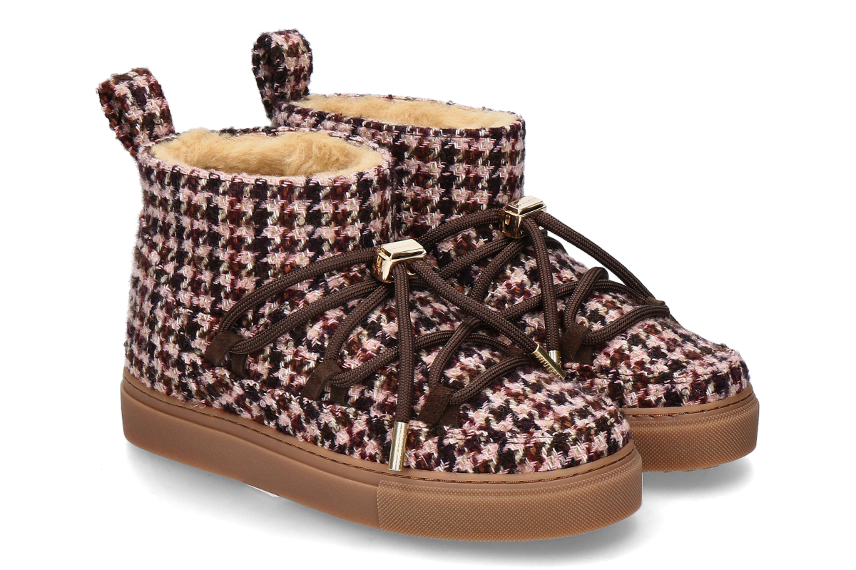 Inuikii women's- bootie lined PLAID LOW- rose/ multicolor