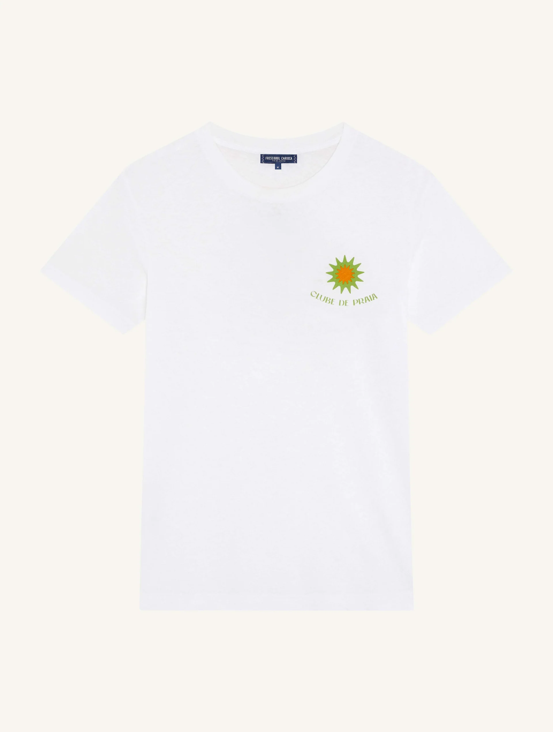 Frescobol Carioca Men's T-Shirt DINIS CLUBE DE PRAIA PRINTED- Parakeet Green & Mandarin Orange