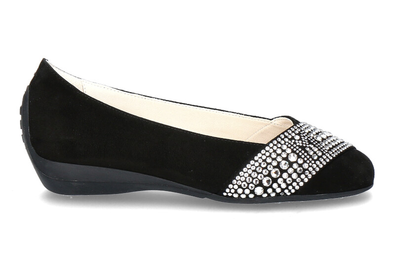 Mania ballet flat CAMOSCIO NERO SILVER STRASS