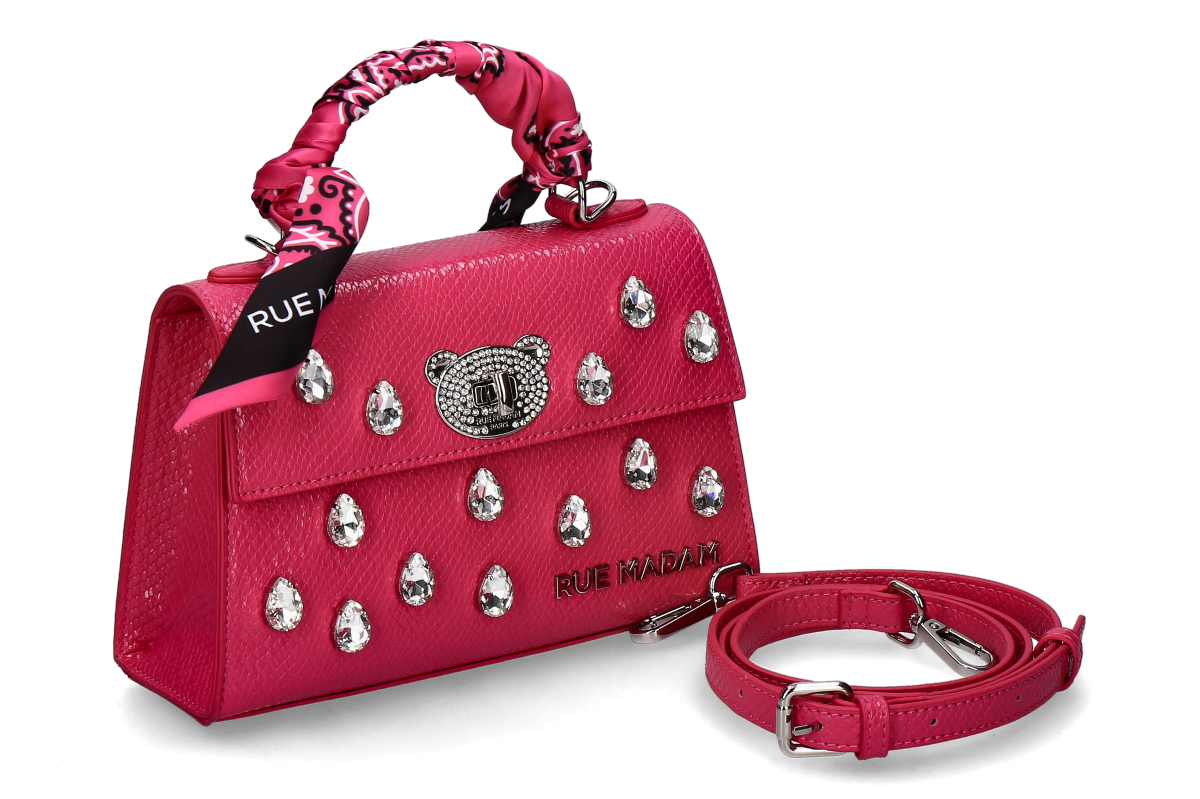 Rue Madam Handbag MINI TEDDY STRASS- snake fuchsia/ pink