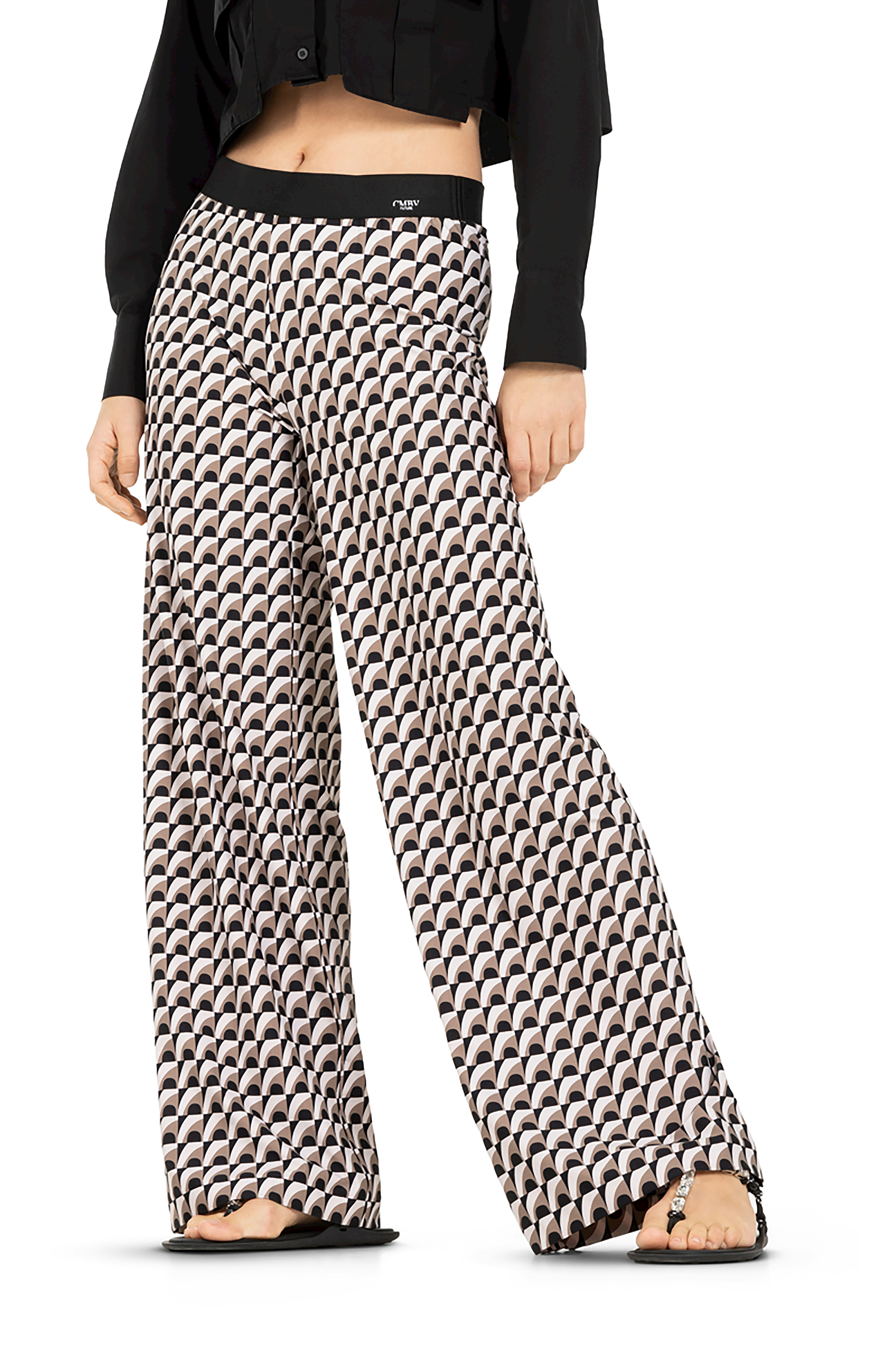 Cambio fabric trousers ALLISON- geometric black/hazel/cream