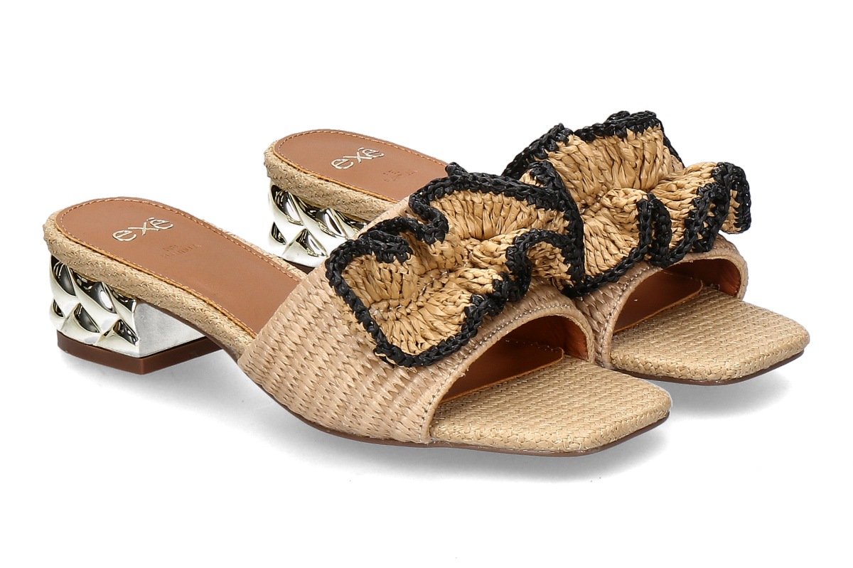 Exé mules KATY-467- raffia beige/ brown