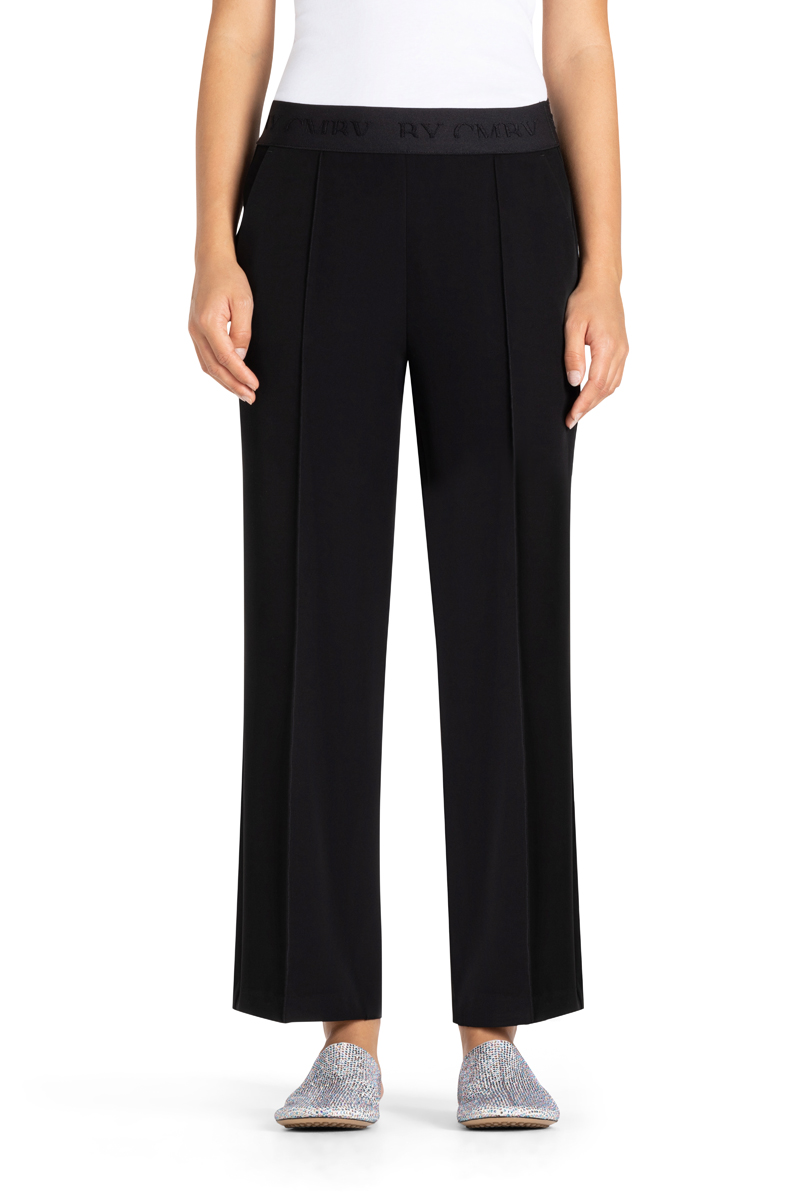 Cambio wide-fit textile pants CAMERON CROPPED- black