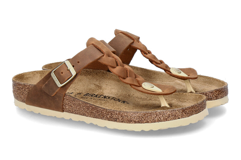 Birkenstock mules GIZEH NORMAL BRAIDED COGNAC