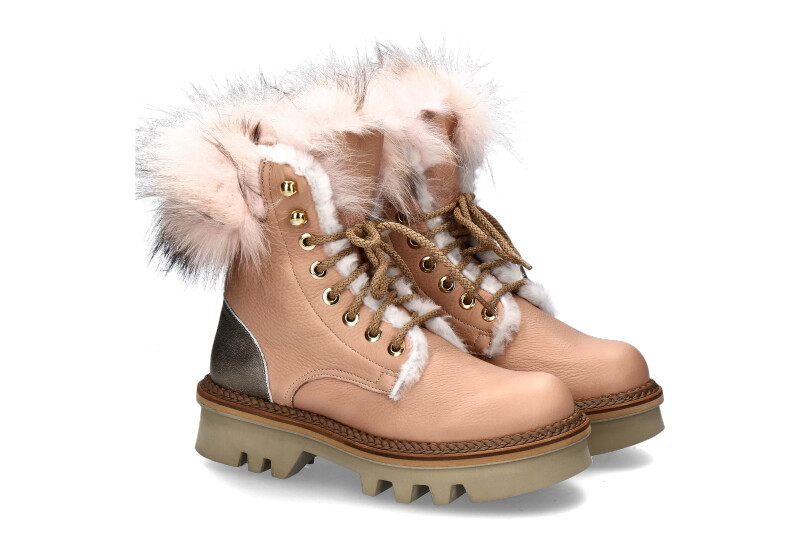 Montelliana lace-up ankle boots lined EVA POWDER PINK CIPRIA