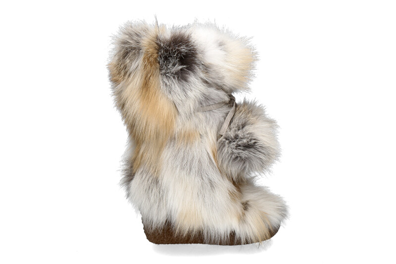 Diavolezza fur boots GOLD FOX POM POM