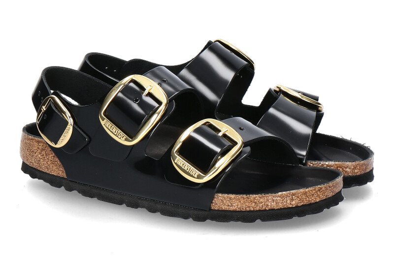 Birkenstock sandals MILANO SCHMAL BIG BUCKLE- high shine black