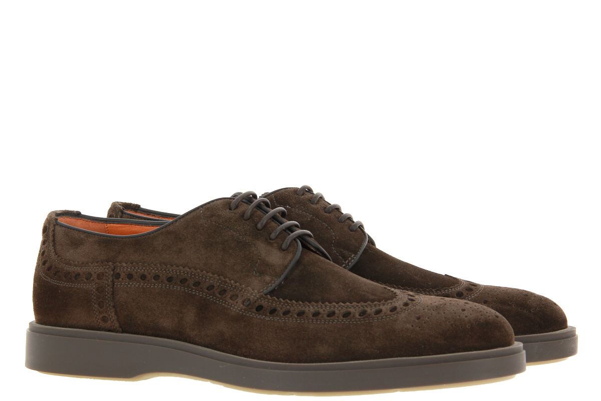 Santoni lace-up CAMOSCIO BROWN