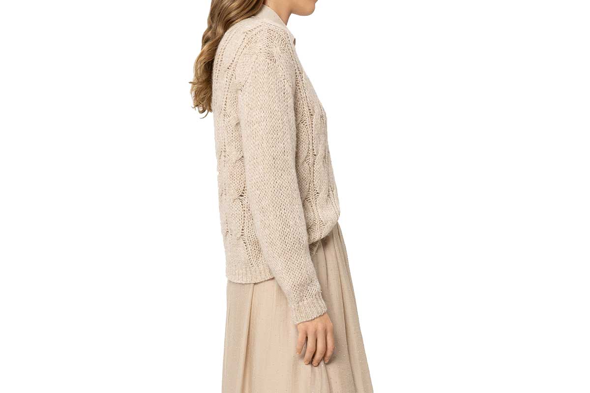 Luisa Cerano knit-sweater CABLE KNIT- soft camel/ beige