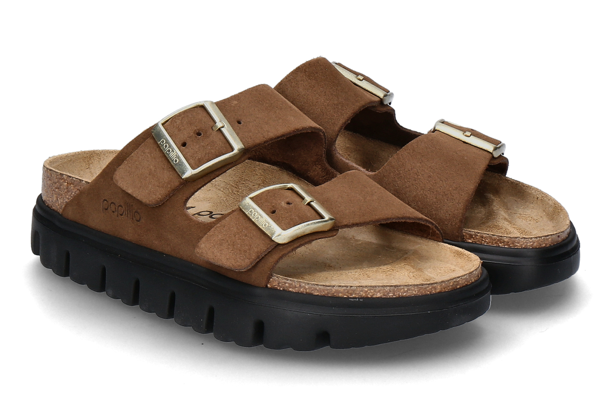 Papillio by Birkenstock mule ARIZONA PAP CHUNKY VELOURSLEDER- dark tea/black