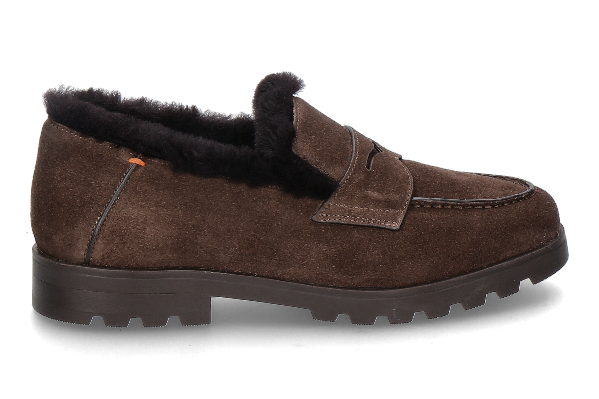 Santoni women's s loafer lined VELOURS- dark brown/ dunkelbraun 