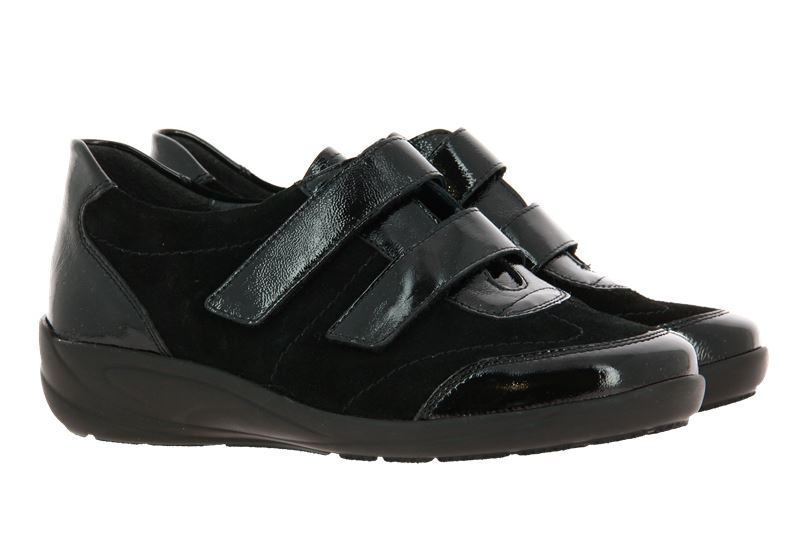 Semler Velcro shoes MAXI KNAUTSCHLACK KALBVELOUR SCHWARZ