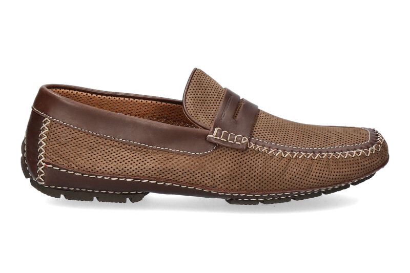 Moreschi moccasin BAHAMAS PERFORATO MARRONE SCURO