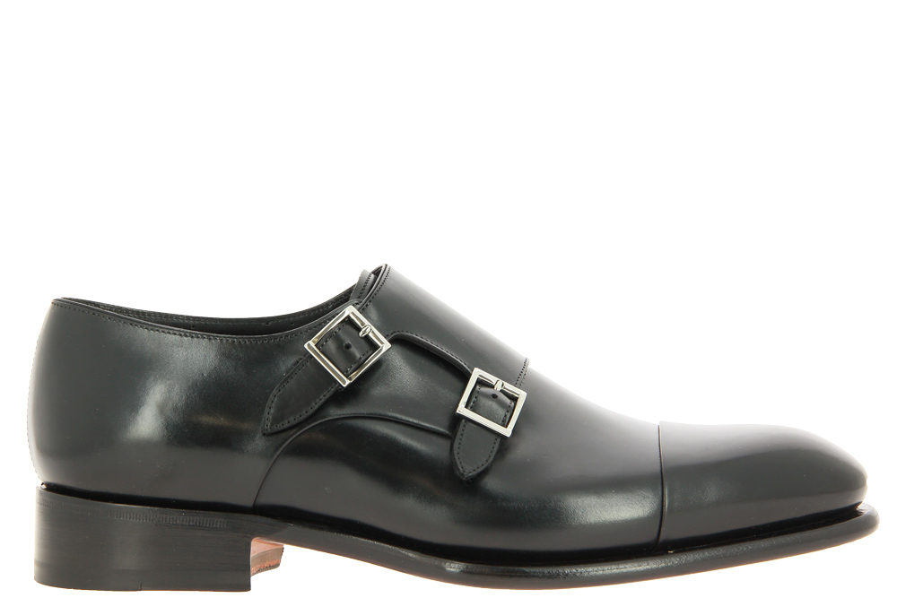 Santoni monk LEATHER BLACK