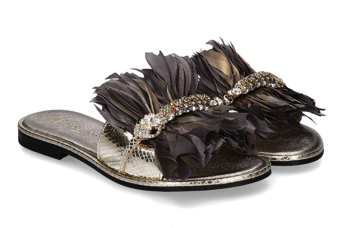Paola Fiorenza mules COBRA LAMINATO- platinum/ gold