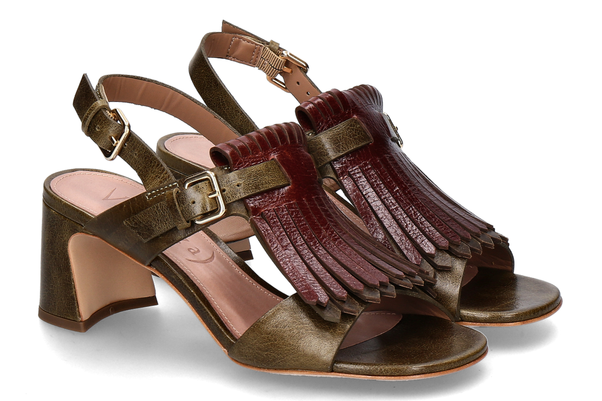 Unique sandal CRAKED JUNGLE- redwood/ red-green