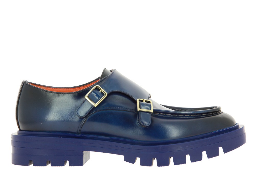 Santoni monk LEATHER BLU
