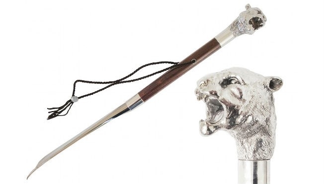 Pasotti shoe horn TIGER SILVER BROWN