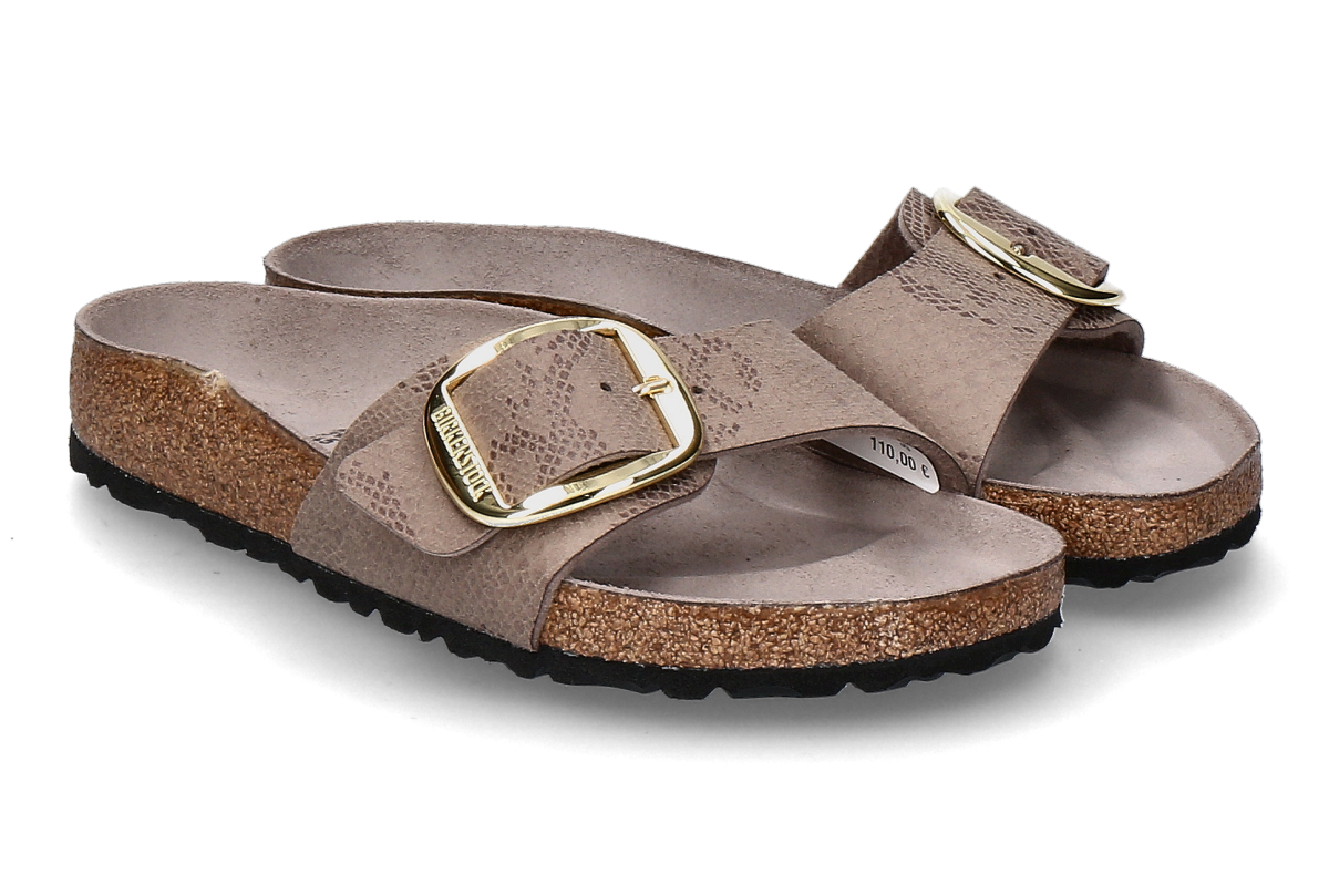Birkenstock women's- mules MADRID REGULAR BIG BUCKLE- python gray taupe