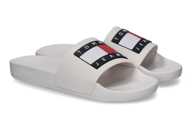 Tommy Jeans by Tommy Hilfiger women's mules FLAG POOL SLIDE ecru