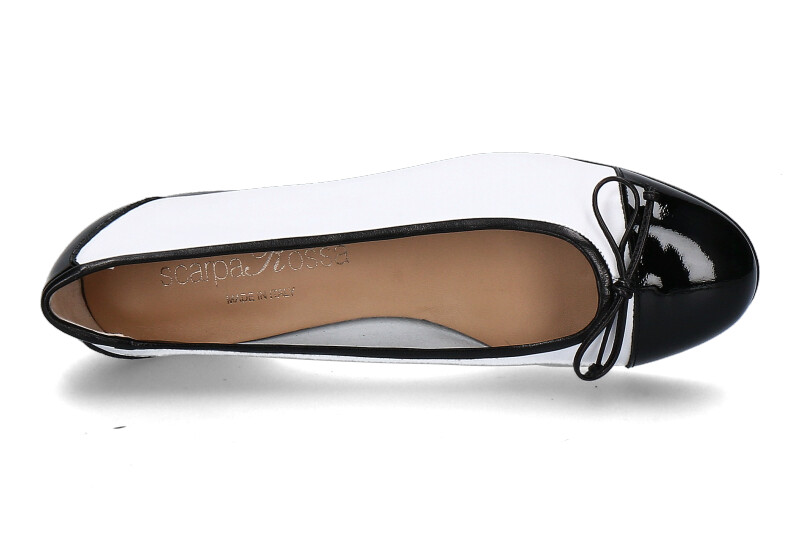 Scarparossa by Lorbac ballerina MOLLY NAPPA VERNICE- white/black