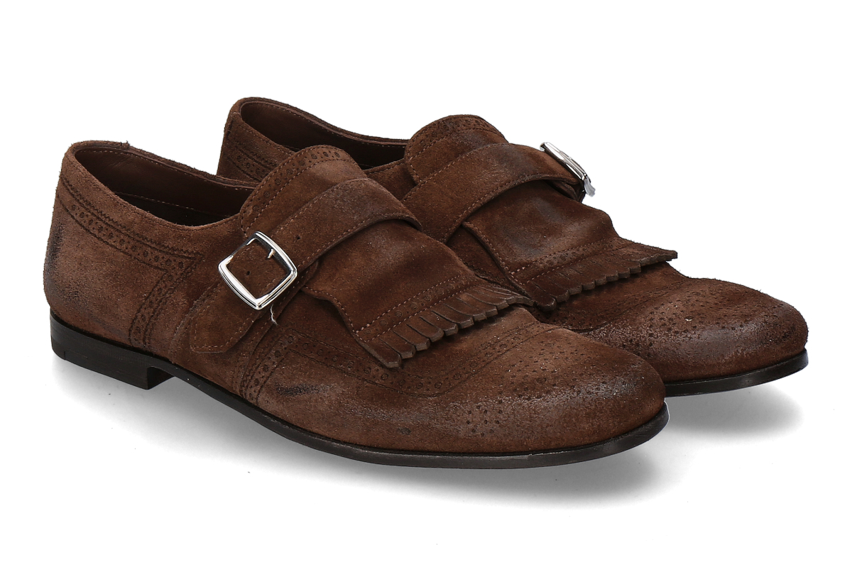 Church's men's- monk strap SHANGHAI LASER- cigar/ dark brown