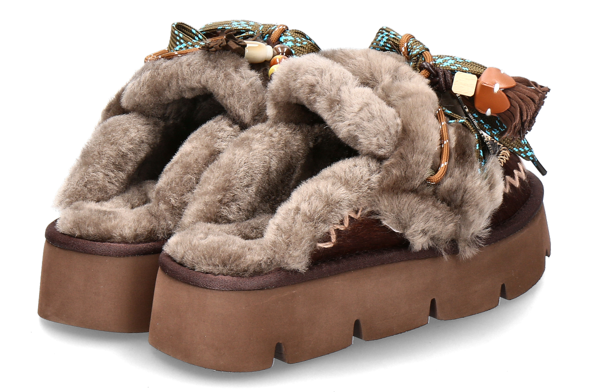 Nan-Ku Couture Pantolette gefüttert GFH22 Pony- camel_232300123_2