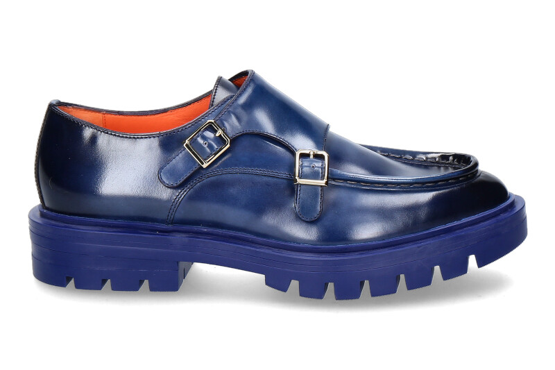 Santoni monk LEATHER BLU