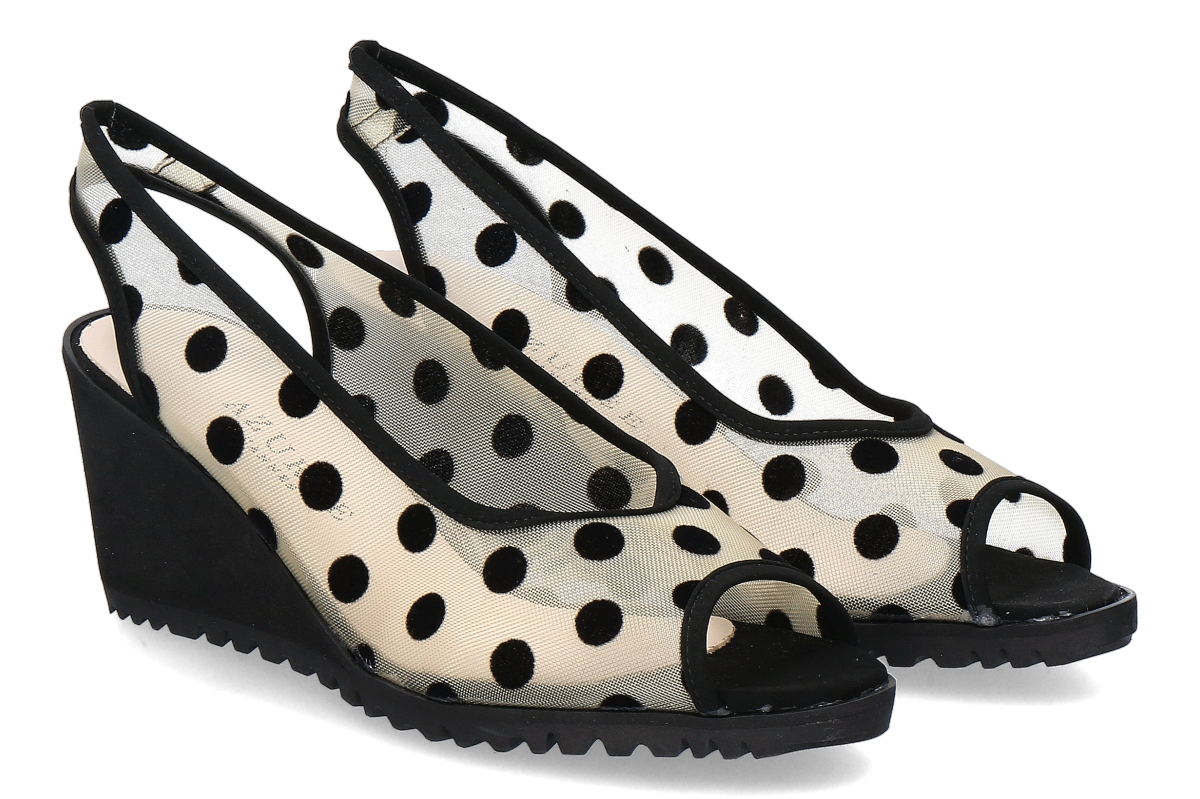 Azurée Cannes Keilsandale KONC - Vita Beige Noir / Beige-schwarz