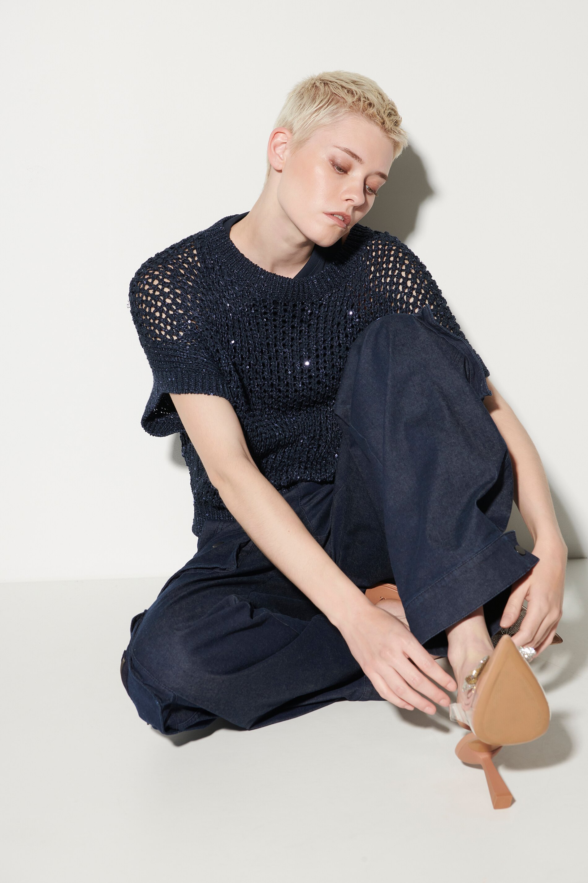 Luisa Cerano Pullunder LACE EFFECT - dark navy/ blau