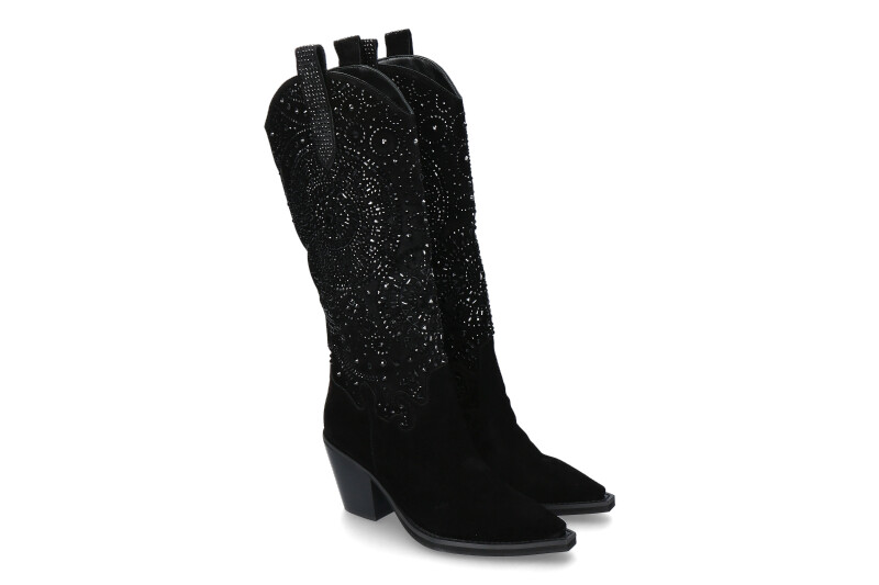 Alma en Pena Cowboy boots CROSTA BLACK STRASS- schwarz