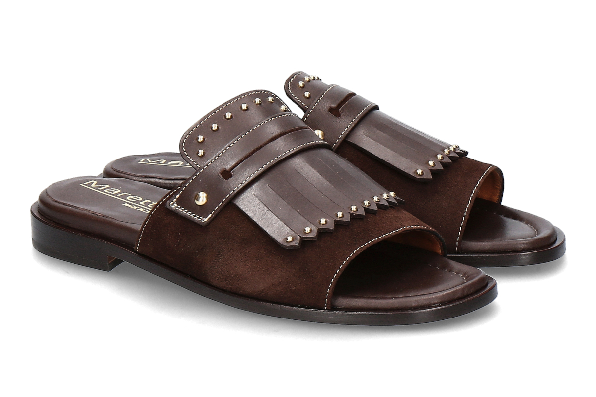 Maretto Pantolette 2497 CAMOSCIO- marron/ dunkelbraun