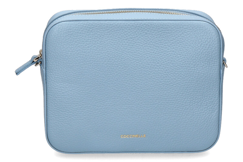 Coccinelle shoulder bag GRAIN LEATHER METALLIC SOFT AQUARELLE BLUE