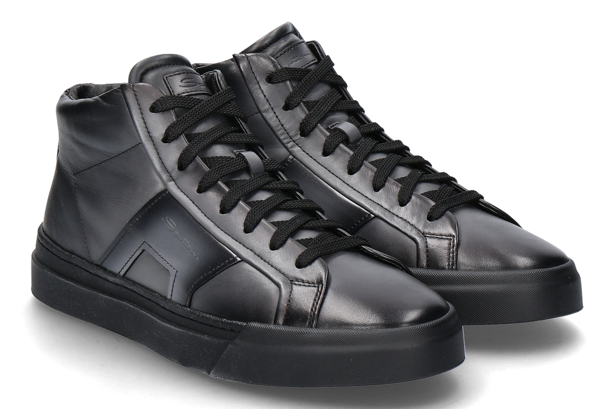  Santoni men's Mid-Cut sneaker DOUBLE BUCKLE- dunkelgrau/ schwarz 