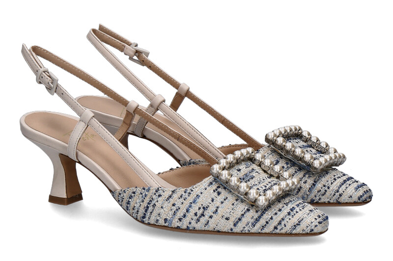 Roberto Festa sling pumps STEFI TWEED LUX BLU NAPPA CREAM