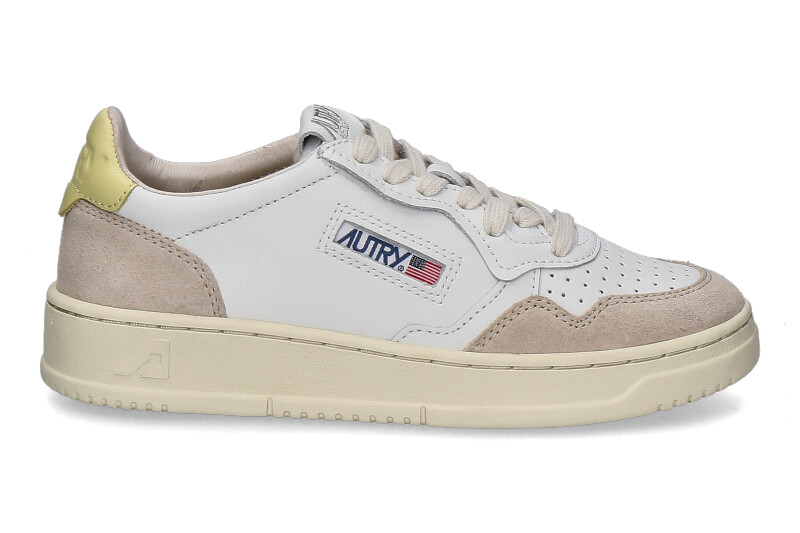 Autry Damen-Sneaker MEDALIST LEATHER SUEDE LS57- white/lemongrass