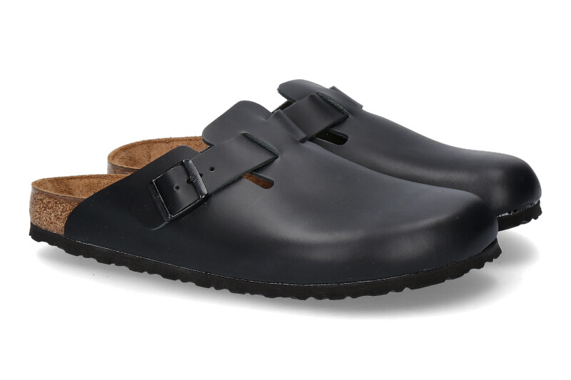 Birkenstock clogs BOSTON SCHMAL NATURLEDER BLACK