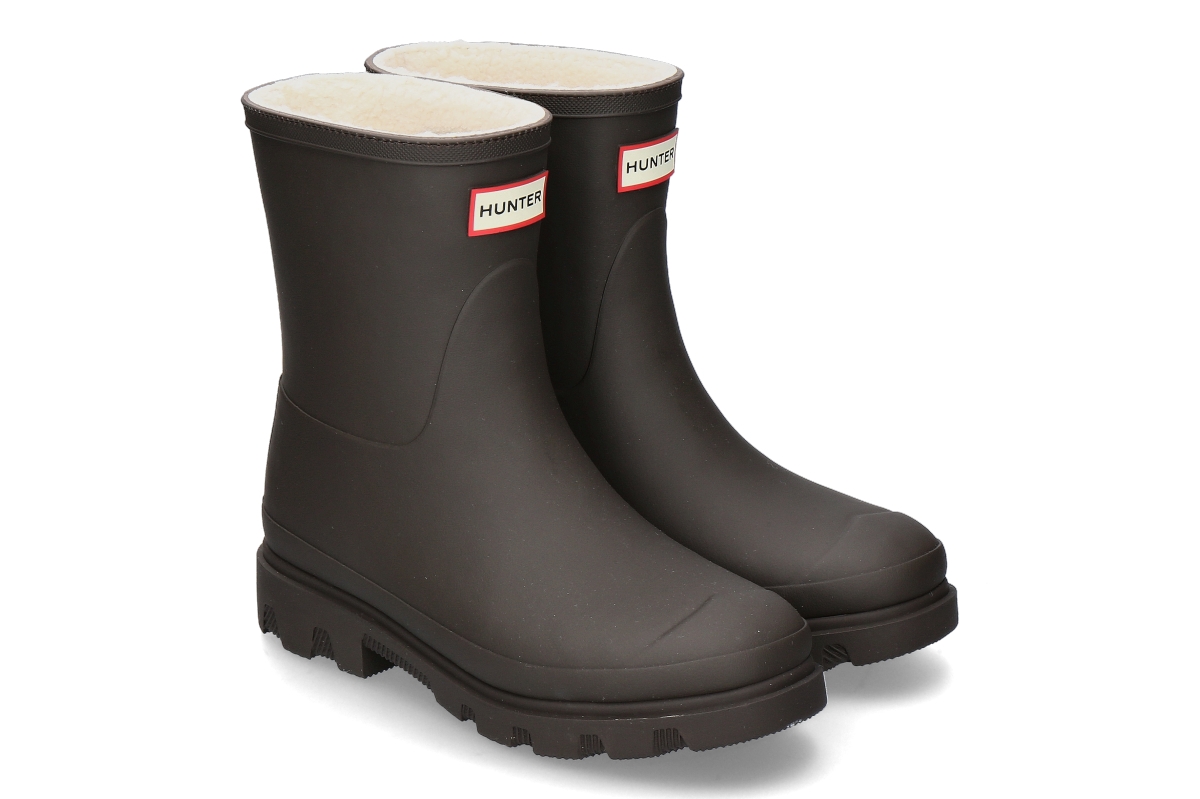 Hunter rain boots DOWNPOUR SHORT lined- chocolate brown